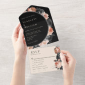 ゴシックヴィンテージブラックメニュー選択RSVP 結婚's オールインワン招待状 (貼ってはがせる)