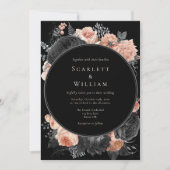 ゴシックヴィンテージブラック暗黒赤面結婚ズ全てワンイン 招待状 (正面)