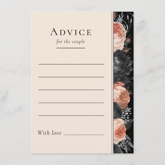 ゴシックヴィンテージブラック結婚のアドバイスカード アドバイスカード (正面)