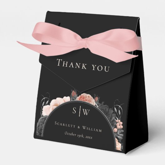 ゴシックヴィンテージブラック結婚ズサンキューモノグラム フェイバーボックス (正面サイド)