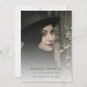 ゴシックヴィンテージブラック赤面フォトブライダルシャワー 招待状 (正面)