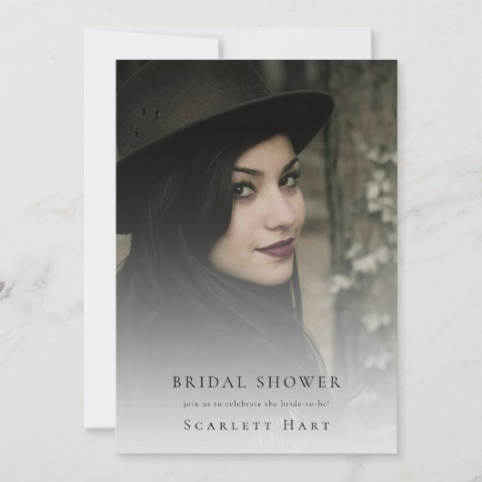 ゴシックヴィンテージブラック赤面フォトブライダルシャワー 招待状 (正面)