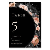 ゴシックヴィンテージブラック赤面結婚のテーブル番号 テーブルナンバー (正面)