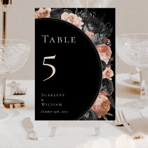 ゴシックヴィンテージブラック赤面結婚のテーブル番号 テーブルナンバー