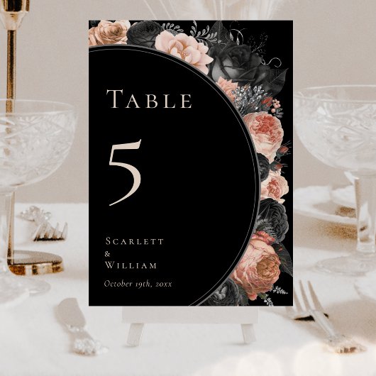 ゴシックヴィンテージブラック赤面結婚のテーブル番号 テーブルナンバー