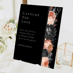 ゴシックヴィンテージブラック赤面結婚のハッシュタグ 台座サイン