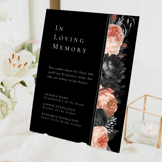 ゴシックヴィンテージブラック赤面結婚の記念碑 台座サイン