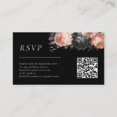 ゴシックヴィンテージブラック赤面結婚のQRコードRSVP エンクロージャーカード (正面)