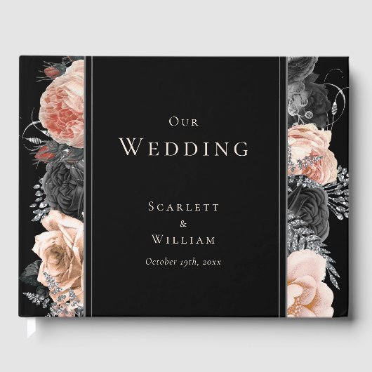 ゴシックヴィンテージブラック赤面結婚ズゲストブック ゲストブック (正面)