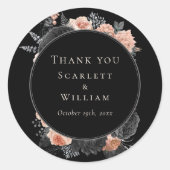 ゴシックヴィンテージブラック赤面結婚ズサンキュー ラウンドシール (正面)