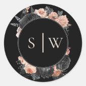 ゴシックヴィンテージブラック赤面結婚ズ封筒用シール ラウンドシール (正面)