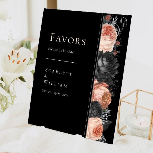 ゴシックヴィンテージブラック赤面結婚式の引き出物 台座サイン