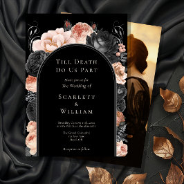 ゴシックヴィンテージブラックTil Death Arch Photo 結婚's 招待状