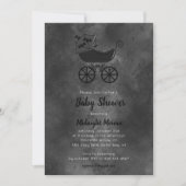 ゴシックヴィンテージベビーカーこうもりベビーシャワー 招待状 (正面)