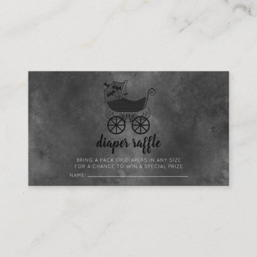 ゴシックヴィンテージベビーカー赤ちゃんシャワーおむつラッフル 名刺 (正面)