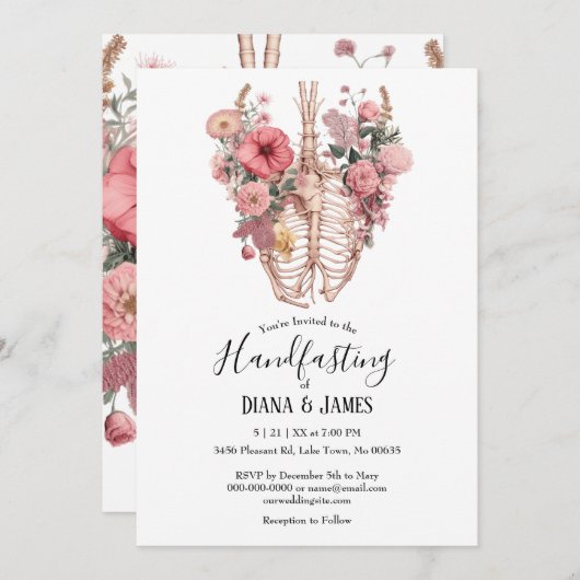 ゴシックヴィンテージボホフローラ解剖学的手打ち 招待状 (正面/裏面)