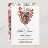 ゴシックヴィンテージボホ解剖学的ハートブライダルシャワー 招待状 (正面/裏面)
