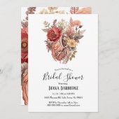 ゴシックヴィンテージボホ解剖学的ハートブライダルシャワー 招待状 (正面/裏面)