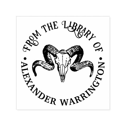 ゴシックヴィンテージラムスカル図書名 セルフインキングスタンプ (デザイン)