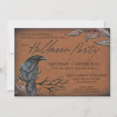 ゴシックヴィンテージレイヴン不気味ハロウィーン招待状 招待状 (正面)