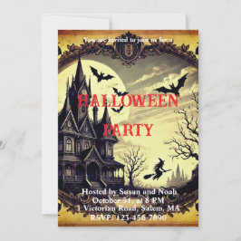 ゴシックヴィンテージ幽霊のよく出るハウスハローウィンパーティ 招待状