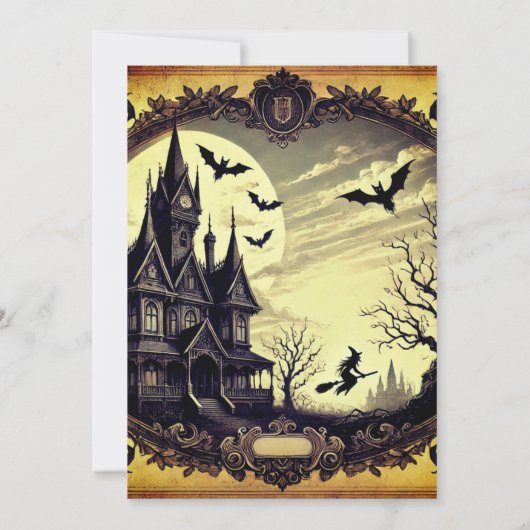 ゴシックヴィンテージ幽霊のよく出るハウスハローウィンパーティ 招待状 (裏面)