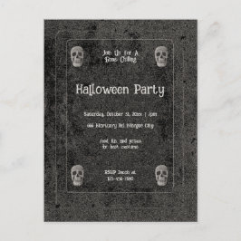 ゴシックヴィンテージ白黒スカルハロウィーン インビテーションポストカード