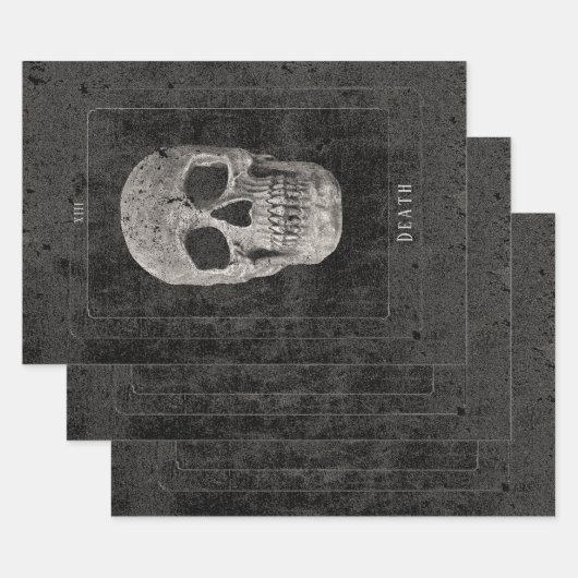 ゴシックヴィンテージ白黒テクスチャスカルタロット ラッピングペーパーシート (セット)