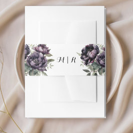 ゴシックヴィンテージ黒牡丹招待状用帯 招待状ベリーバンド