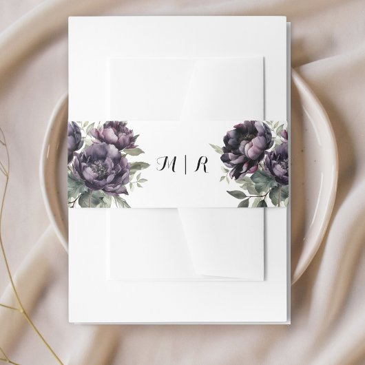 ゴシックヴィンテージ黒牡丹招待状用帯 招待状ベリーバンド