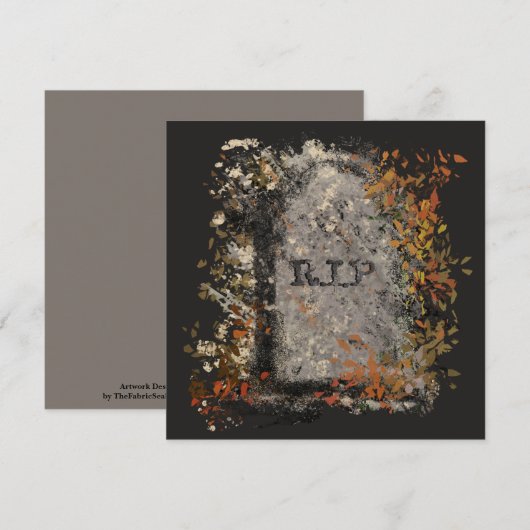 ゴシックヴィンテージR.I.P.ヘッドストーンと紅葉 カード (正面/裏面)