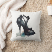 ゴシックヴォグ |ティール(緑がかった色)スプラッシュとスティレット高ヒール クッション (ブランケット)