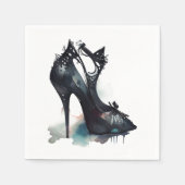 ゴシックヴォグ |ティール(緑がかった色)スプラッシュとスティレット高ヒール スタンダードカクテルナプキン (正面)