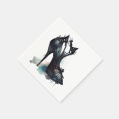 ゴシックヴォグ |ティール(緑がかった色)スプラッシュとスティレット高ヒール スタンダードカクテルナプキン (角)