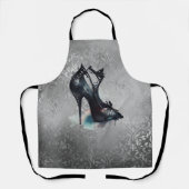 ゴシックヴォーググランジ |ティール（緑がかった色）スプラッシュスティレット高ヒール エプロン (正面)