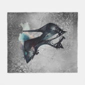 ゴシックヴォーググランジ |ティール(緑がかった色)スプラッシュスティレット高ヒール フリースブランケット (正面(横))