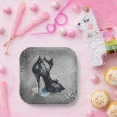 ゴシックヴォーググランジ |ティール(緑がかった色)スプラッシュスティレット高ヒール ペーパープレート (パーティー)