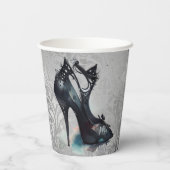 ゴシックヴォーググランジ |ティール(緑がかった色)スプラッシュスティレット高ヒール 紙コップ (裏面)