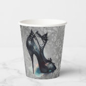 ゴシックヴォーググランジ |ティール(緑がかった色)スプラッシュスティレット高ヒール 紙コップ (正面)