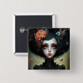 ゴシック不気味かわいい女の子ゴシック 缶バッジ (正面&裏面)