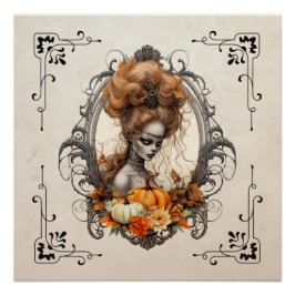 ゴシック不気味なレディーカボチャ ポスター