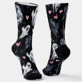 ゴシック不気味のバレンタイン幽霊とハート ソックス (傾斜あり)