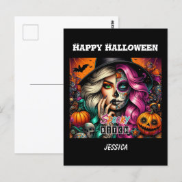 ゴシック不気味ガールハロウィーン ポストカード