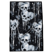 ゴシック不気味スカルとハート ミディアムペーパーバッグ (正面)