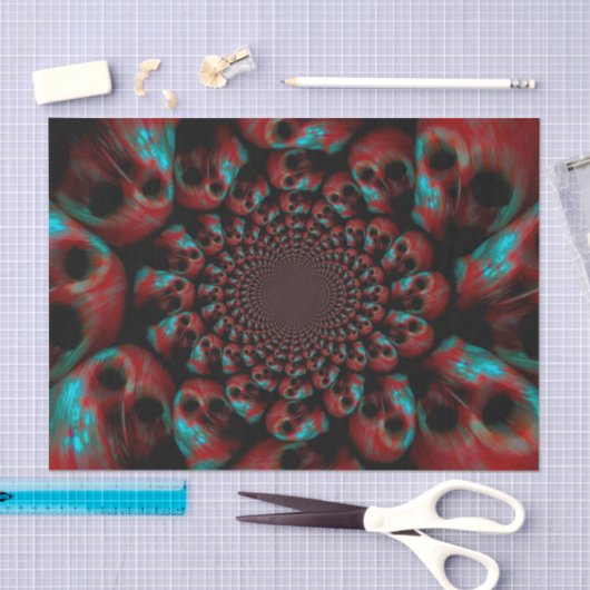 ゴシック不気味スカル頭赤緑黒抽象芸術 薄葉紙 (クラフト)