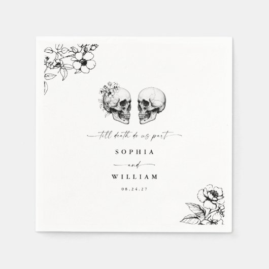 ゴシック不気味スカルTil Death Do Us 結婚 Part's スタンダードカクテルナプキン (正面)