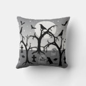 ゴシック不気味ハロウィーン墓地シーン クッション (裏面)
