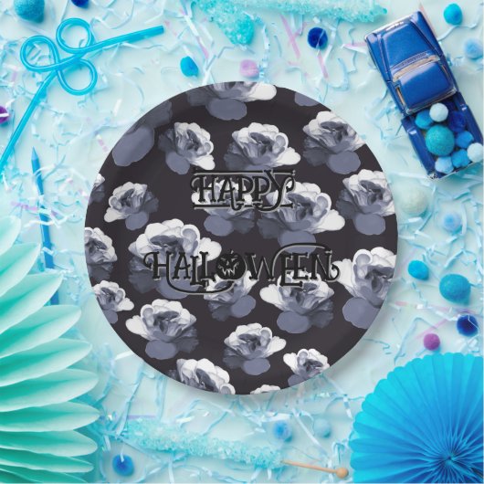 ゴシック不気味バラハッピーハローウィンフローラ ペーパープレート (パーティー)