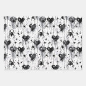 ゴシック不気味ラブスパイダーウェブとハート ラッピングペーパーシート (正面)