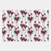 ゴシック不気味ラブスパイダーウェブとハート ラッピングペーパーシート (正面3)